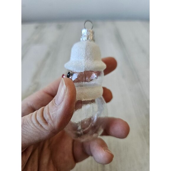 Snowman glass ornament flocked Xmas set - Picture 5 of 6